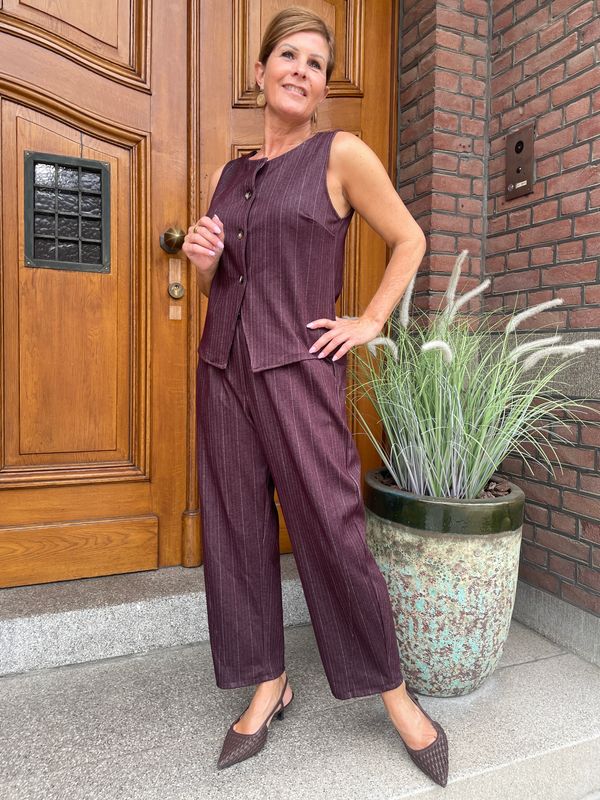BROEK - Bordeaux Krijtstreep - Steph