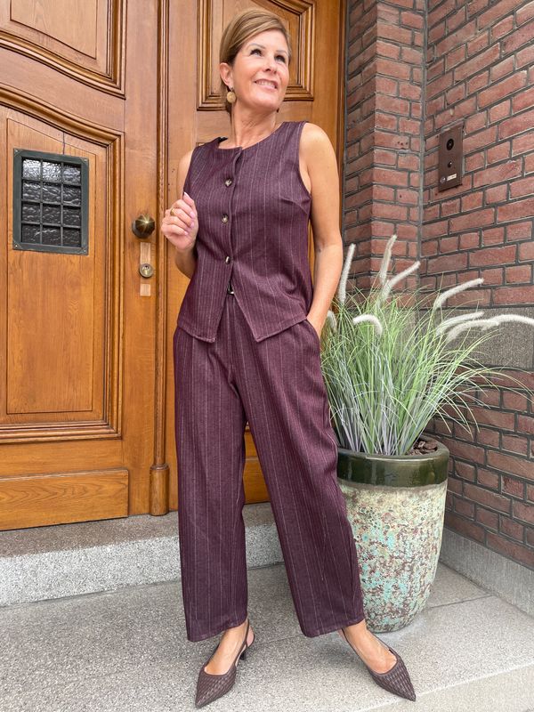 BROEK - Bordeaux Krijtstreep - Steph