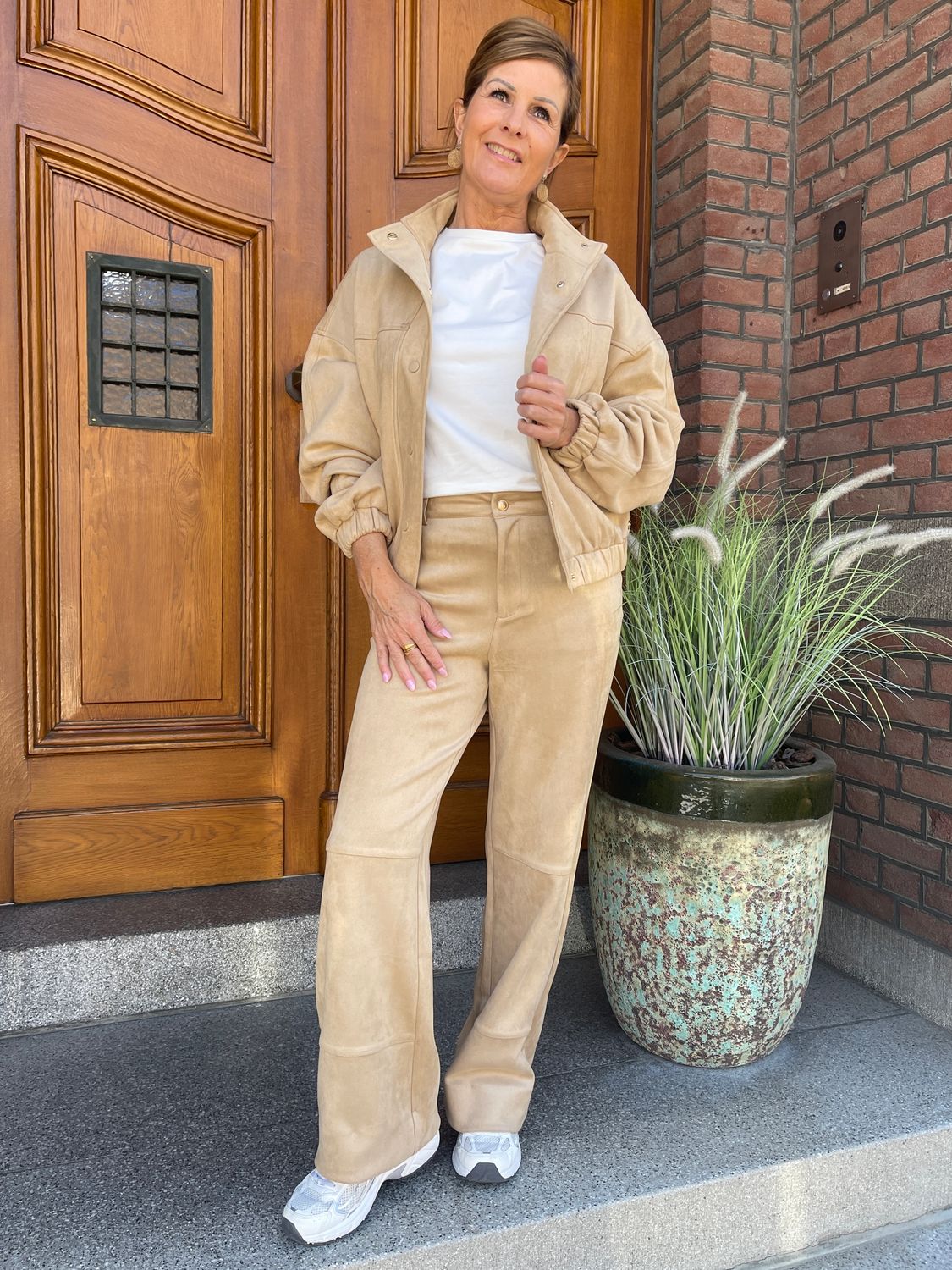 PANTALON BROOKE - Camel Suedine