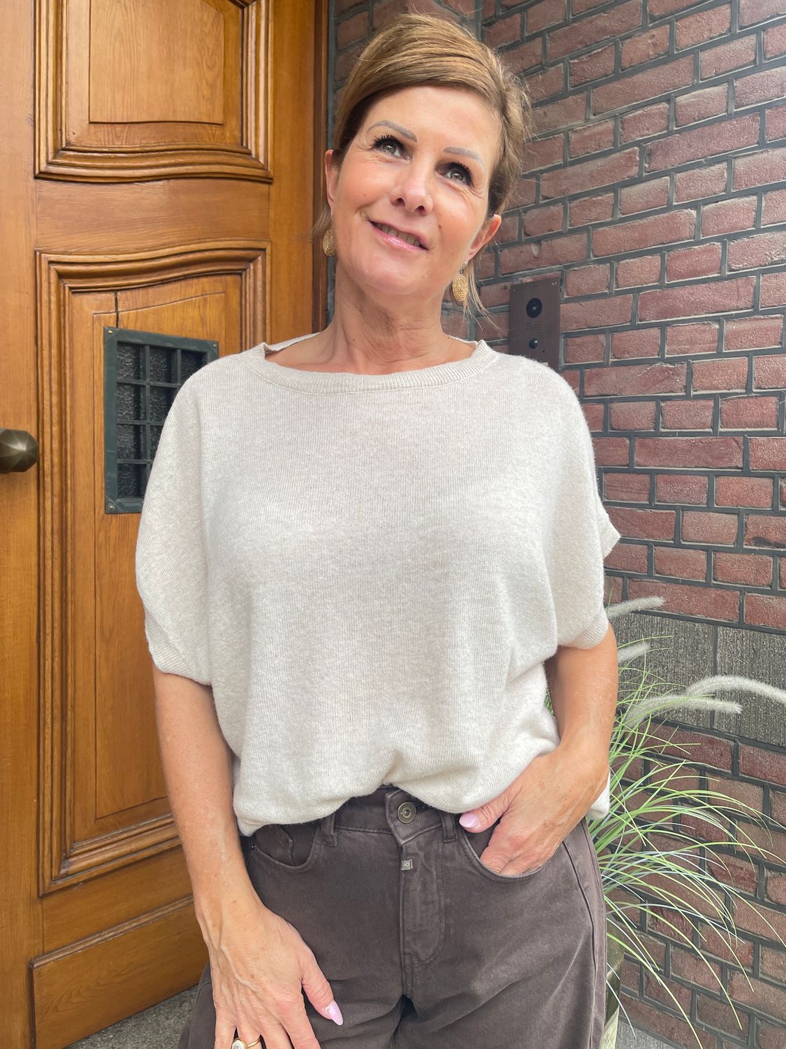 Cashmere Blend Sweater - Beige