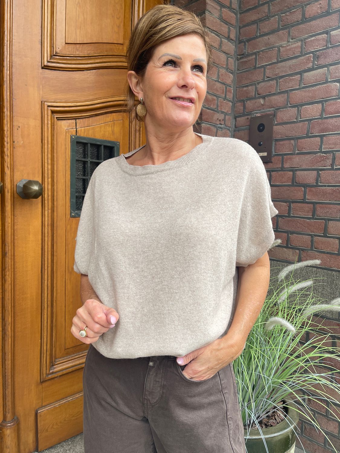 Cashmere Blend Sweater - Zand