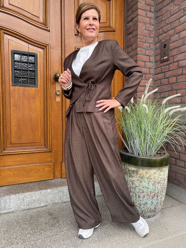 Lean Wide Leg Pantalon - Donkerbruin