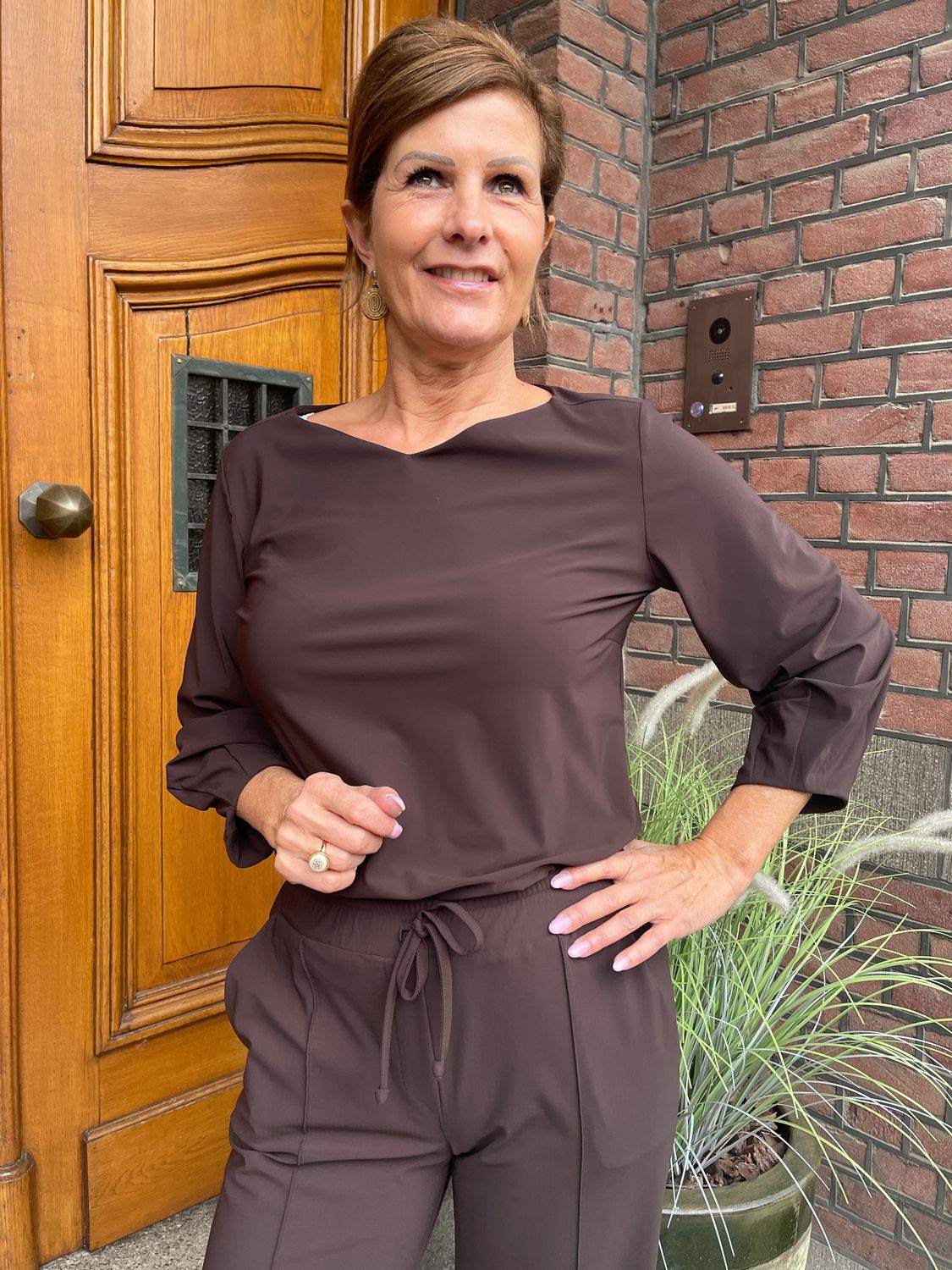 Aria Top - Chocolade Bruin - Travellerstof