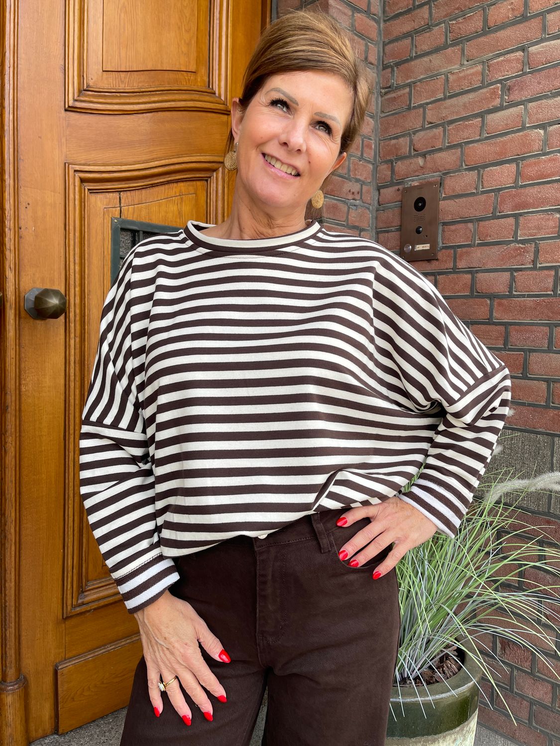 SWEATER Gestreept - Creme/Choco
