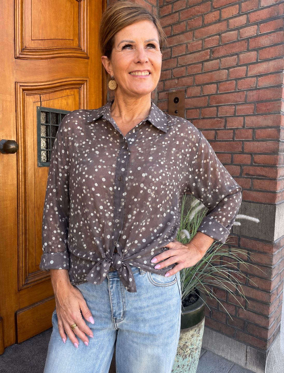 Polkadot Blouse Agosto - Choco/Creme