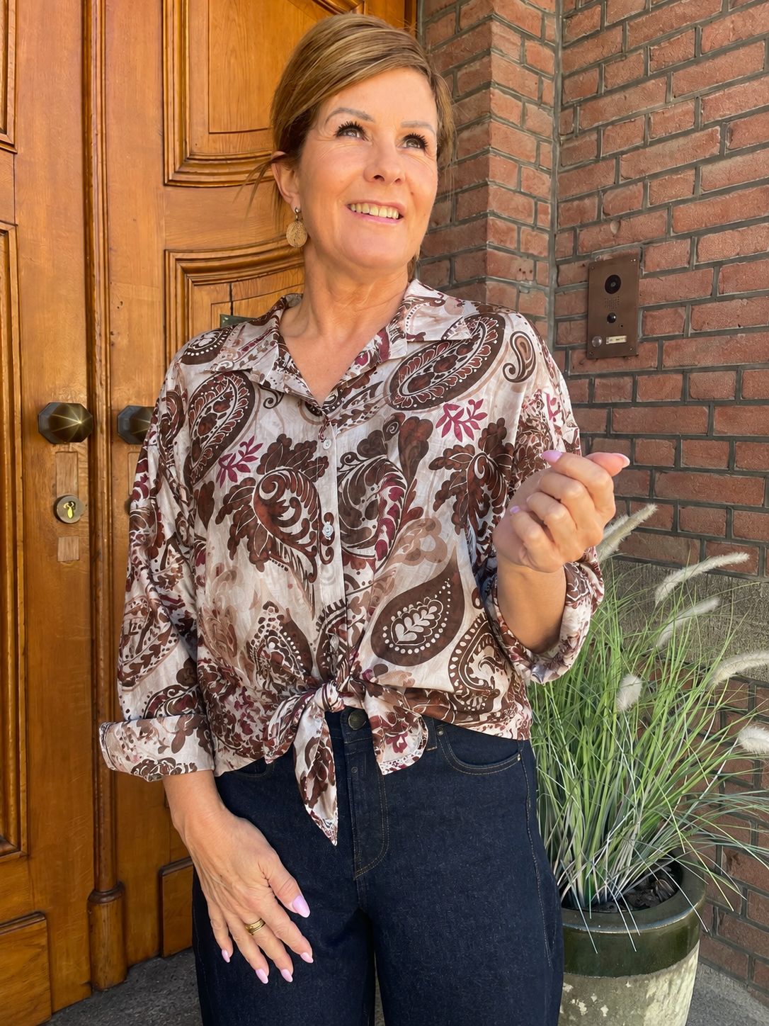 Blouse met Paisleyprint -  Creme