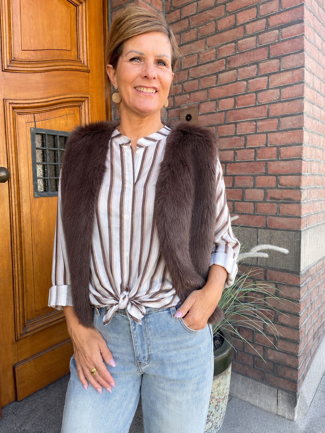Fluffy Gilet - Chocolade Bruin