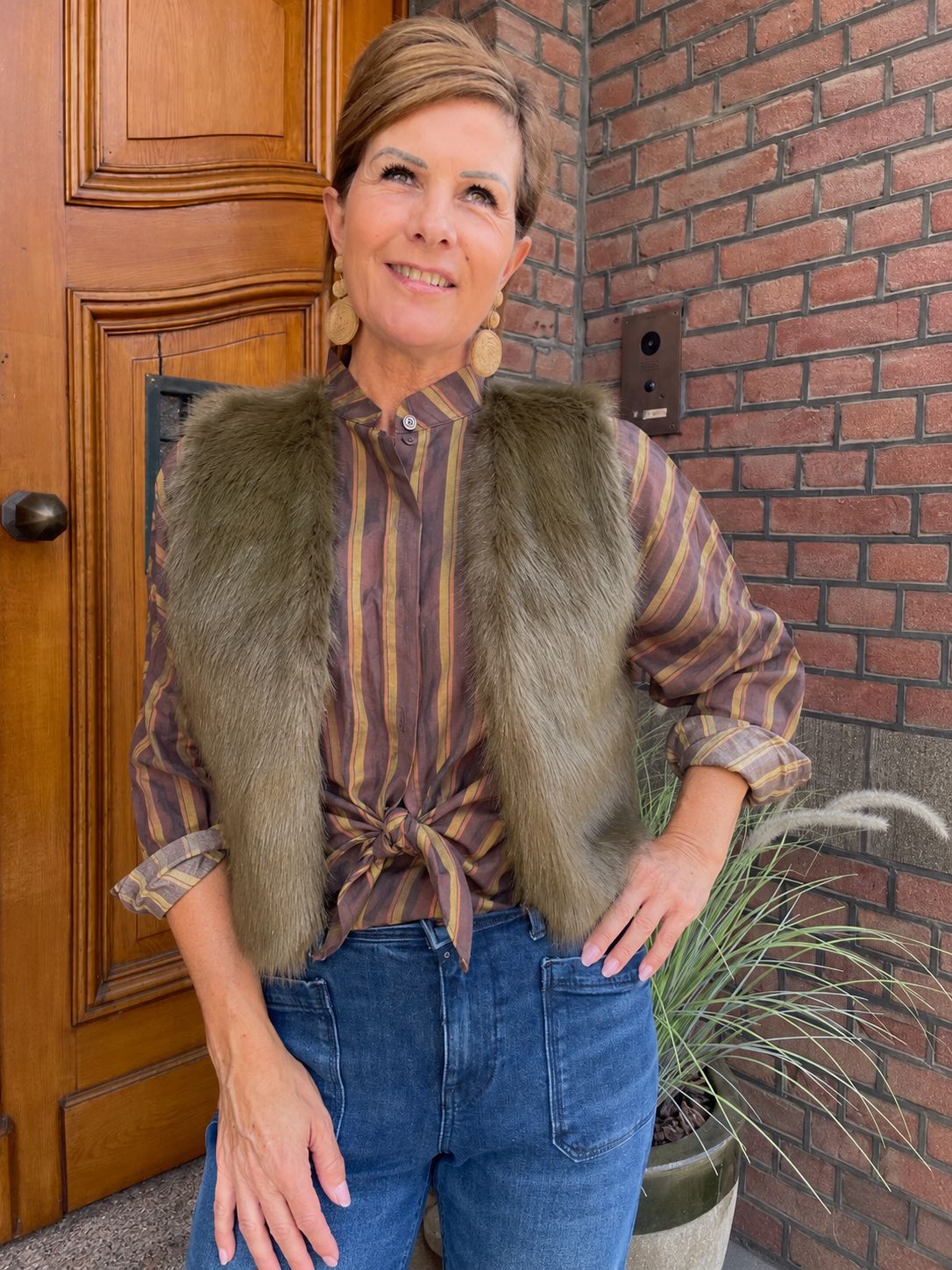 Fluffy Gilet - Kaki Groen