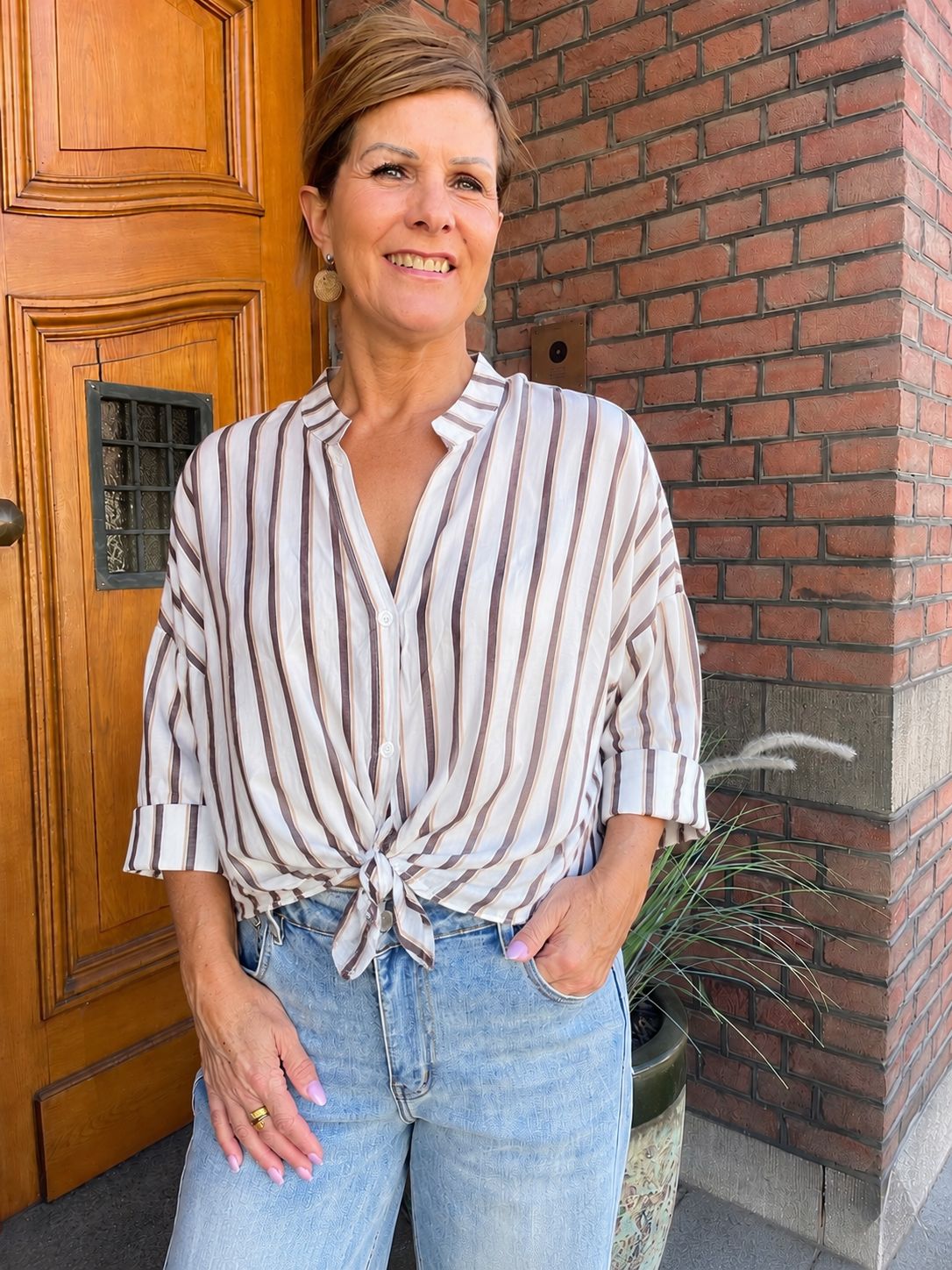 Blouse met Strepen - Creme