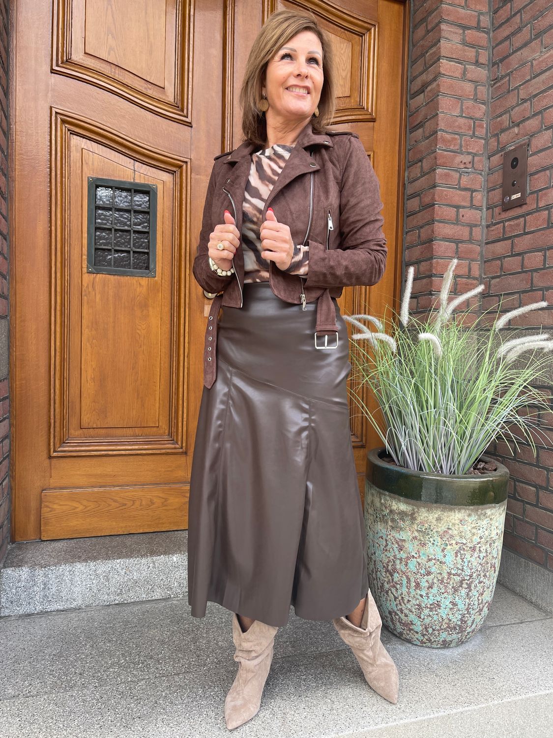 Leatherlook Rok - 15845 - Chocoladebruin