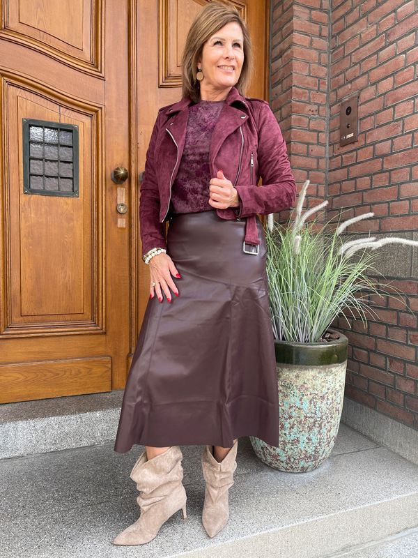 Leatherlook Rok - 15845 - Bordeaux