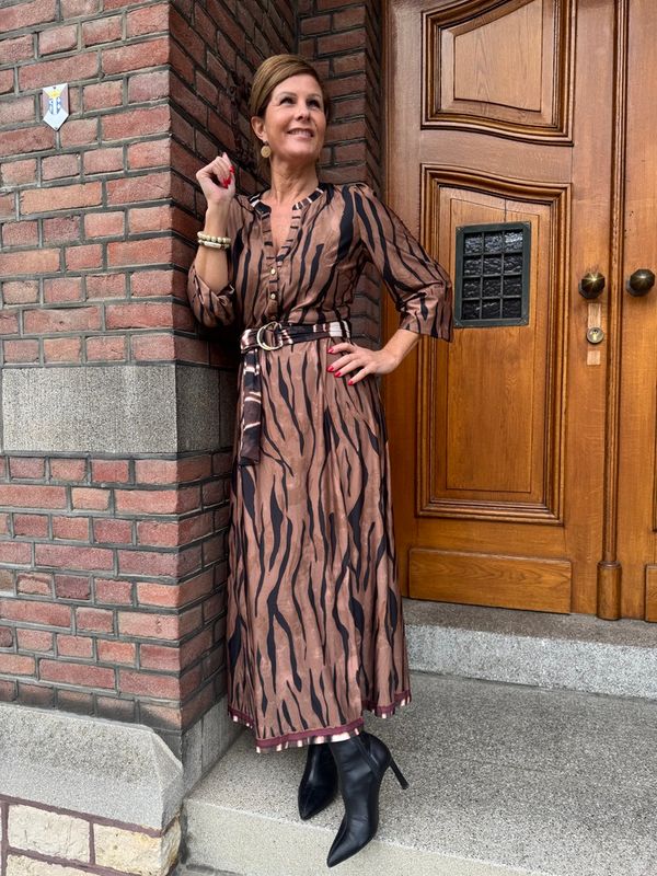 D306 P158 - Maxi Jurk met Dierenprint