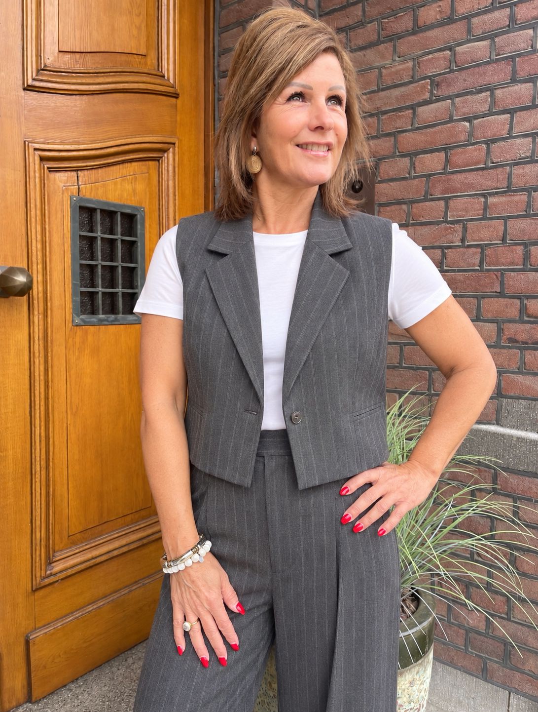 GILET - Krijtstreep - Antraciet
