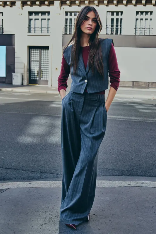 PANTALON - Krijtstreep - Antraciet