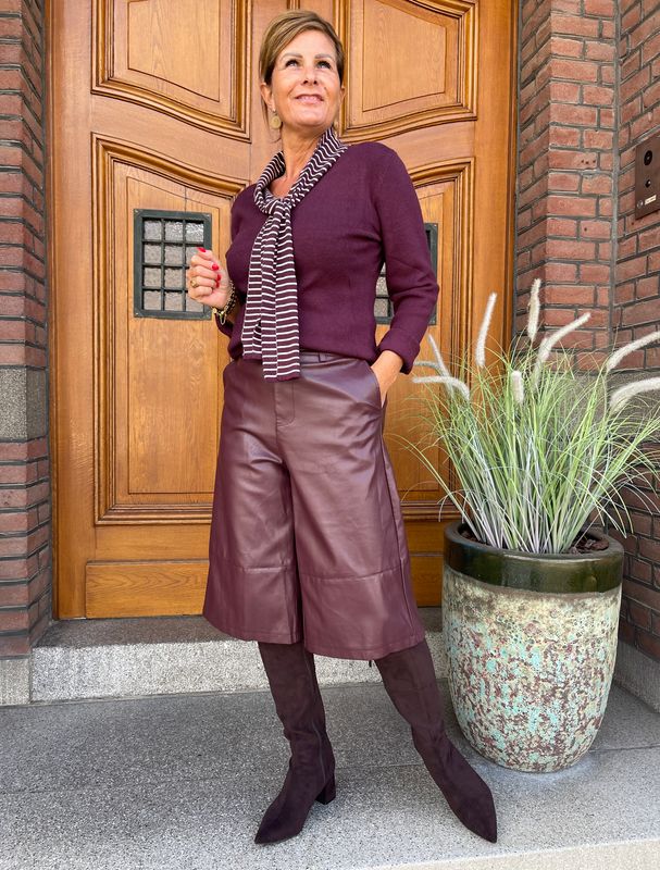 Leatherlook Culotte Bordeaux - met Riem