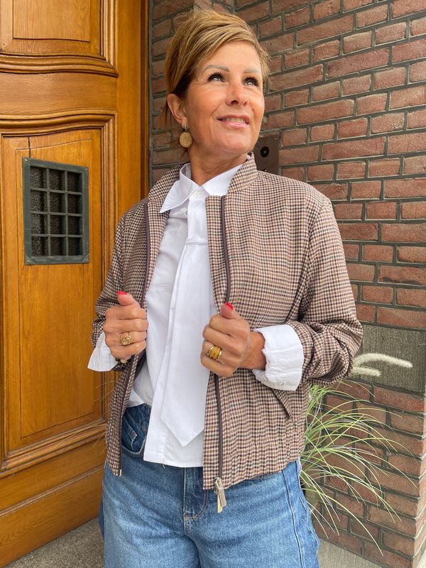 Bomber Jacket met Check Print