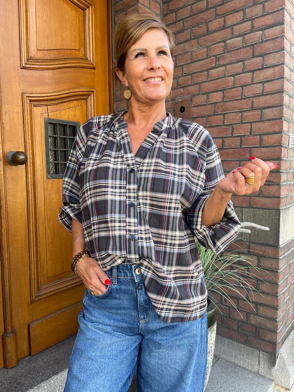 Geruite Blouse Mona - Donkerblauw