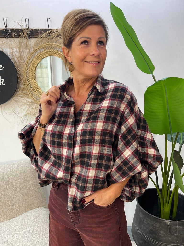 Blouse Ruit met Ballonmouw - Bordeaux