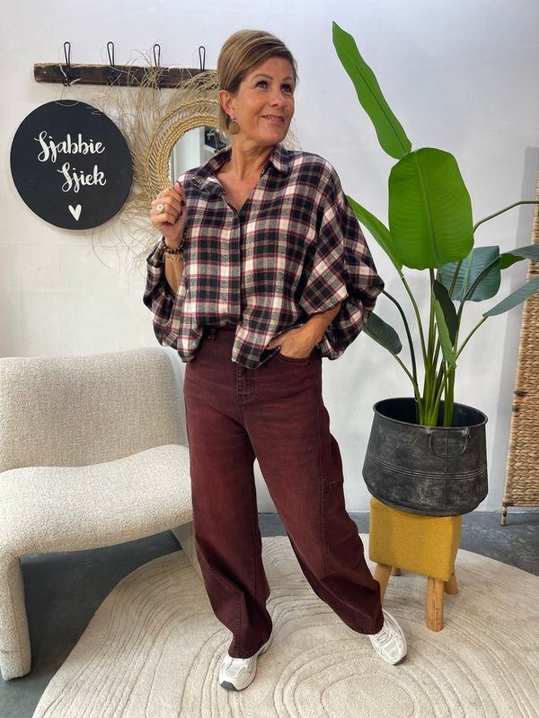 Blouse Ruit met Ballonmouw - Bordeaux