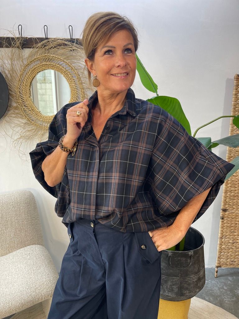 Blouse Ruit met Ballonmouw - Coffee