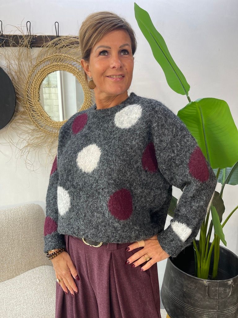Bolletjes Sweater Grijs
