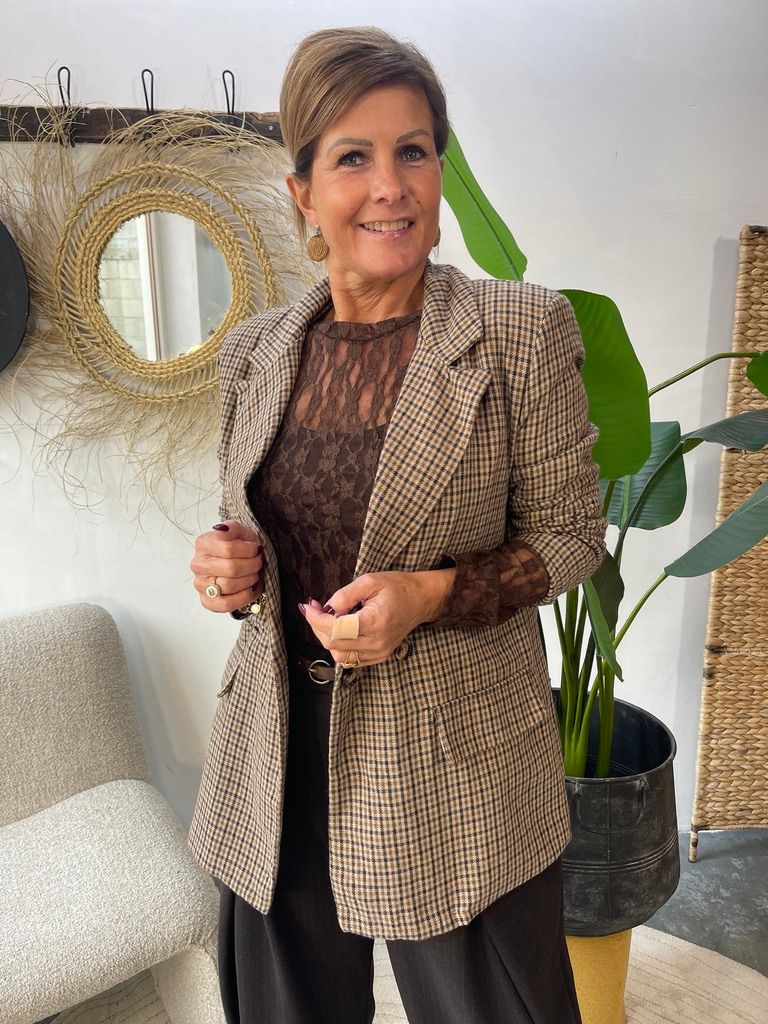 Geruite Blazer Bruin