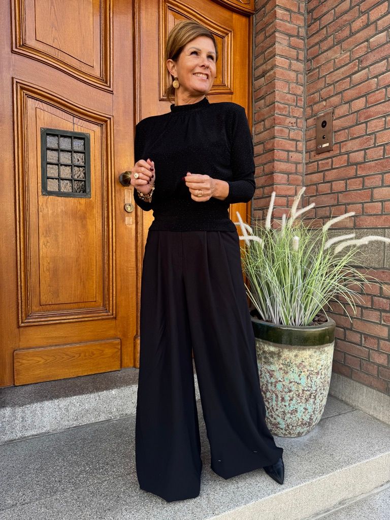 Wide Leg Pantalon - Pomo - Zwart