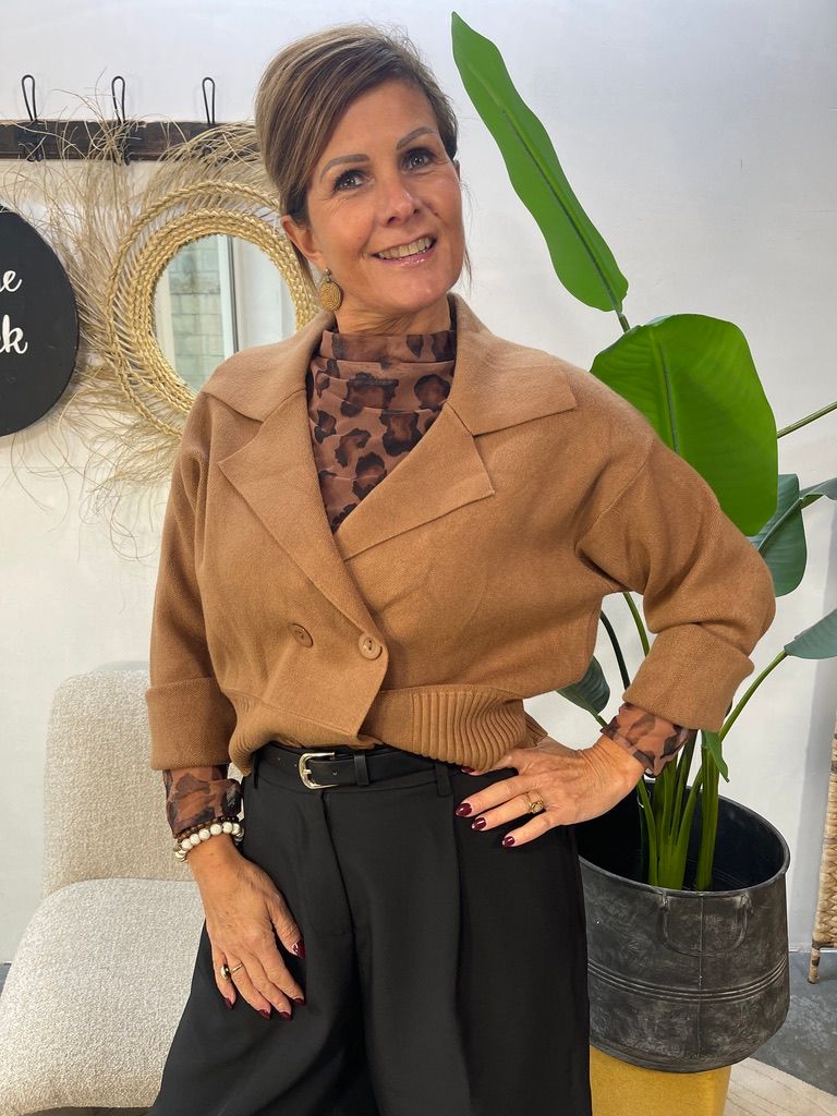 Vest met Kraag - Camel