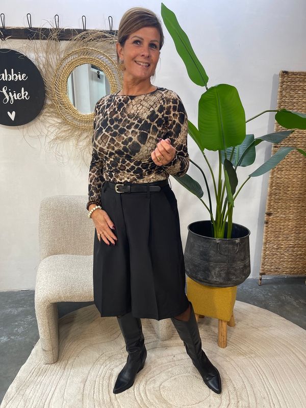 Top Cashmere Mix - Slangenprint - Zwart