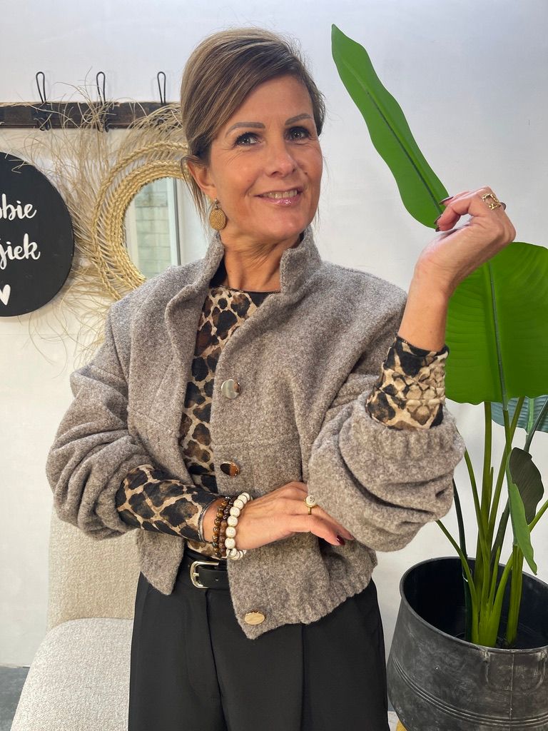 Bomber Jack met Gouden Knopen - Taupe