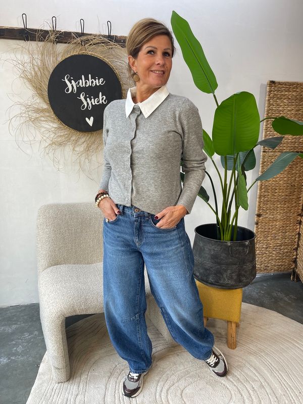 Sweater Mine met Kraagje - Grijs