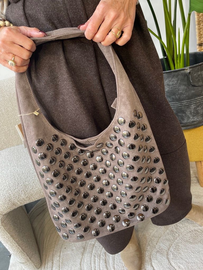 Tas Mona met Studs - Taupe