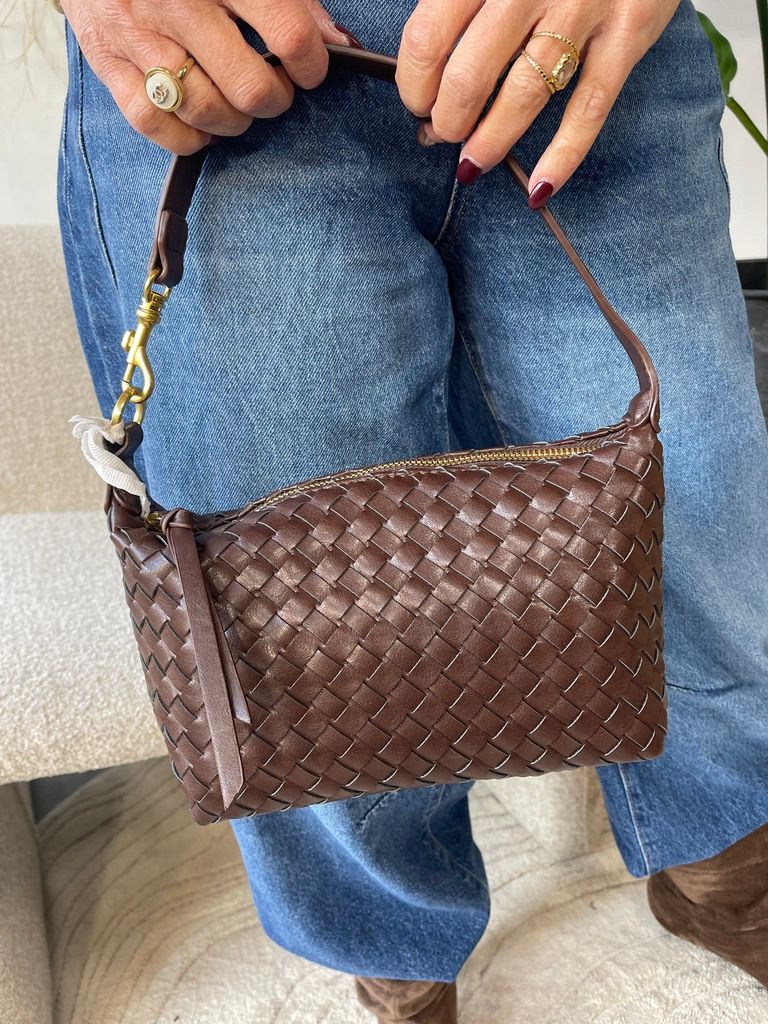 Gevlochten Leatherlook Tas Lieke - Bruin