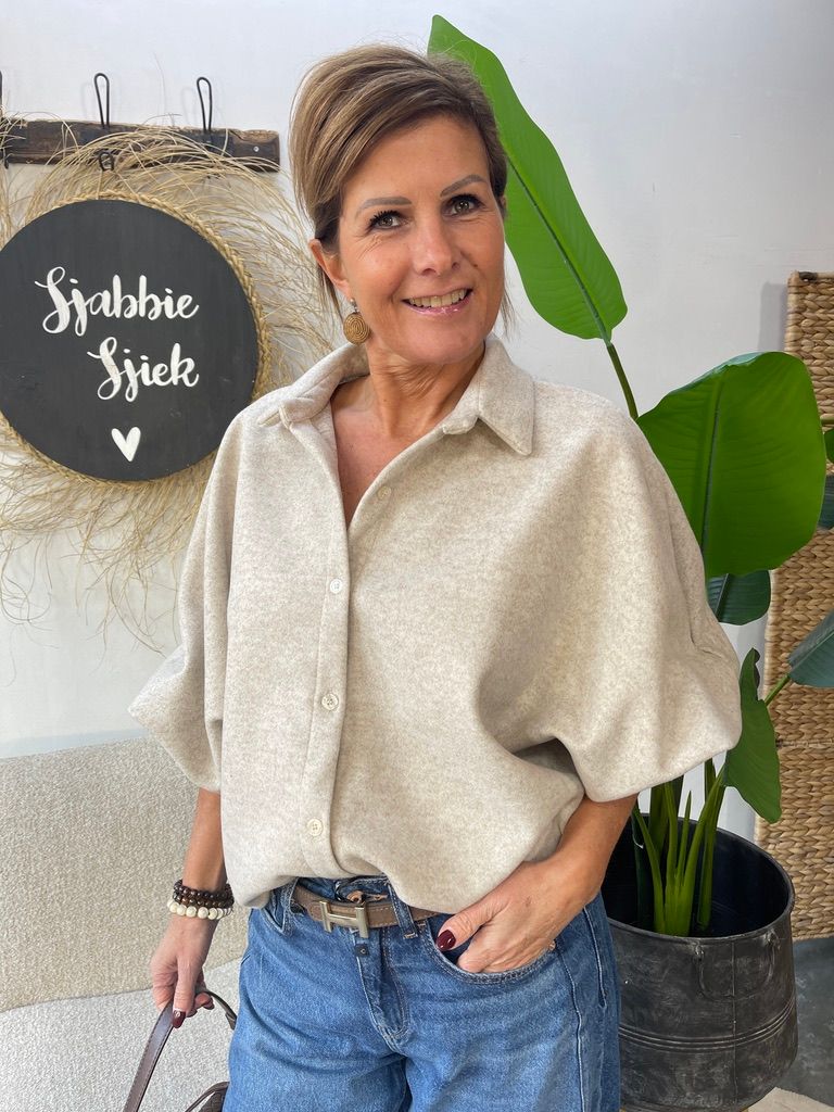 Blouse Stof met Ballonmouw - Ecru