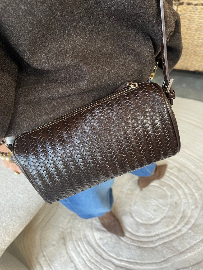 Gevlochten Leatherlook Tas - Chocolade Bruin