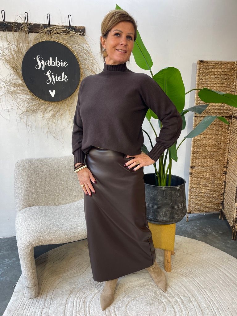 Leatherlook Rok - Chocolade Bruin