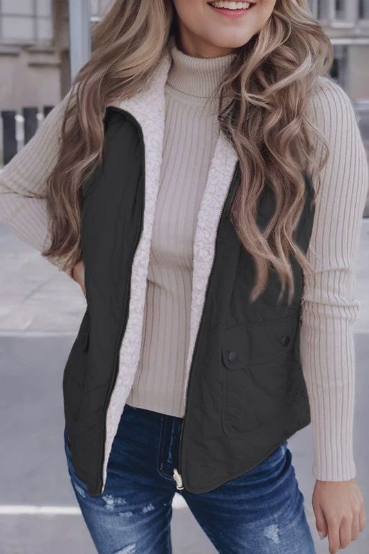 Fleece Lined Quilted Vest Jacket