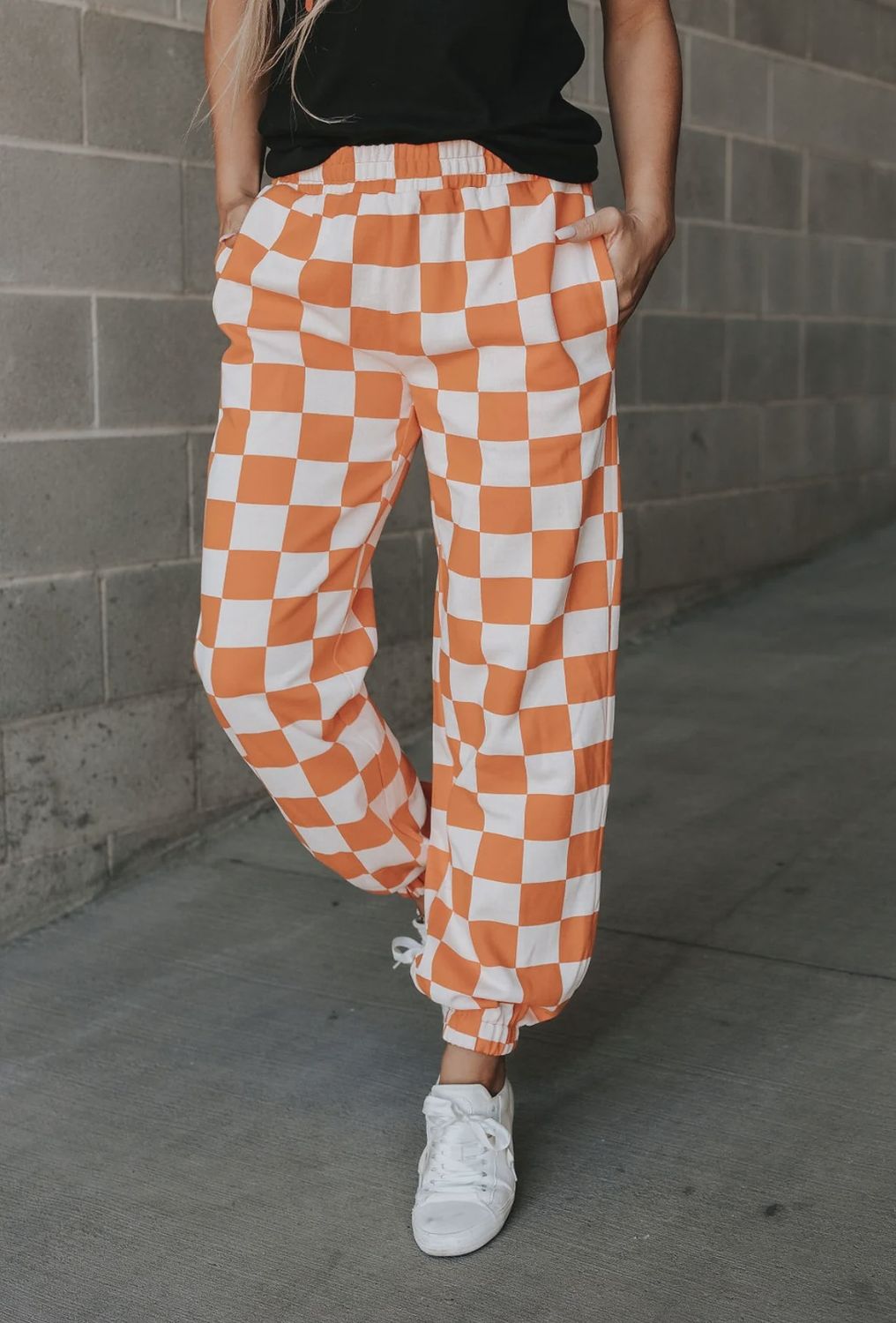 AMPERSAND CHECKERED JOGGERS- PUMPKIN SPICE