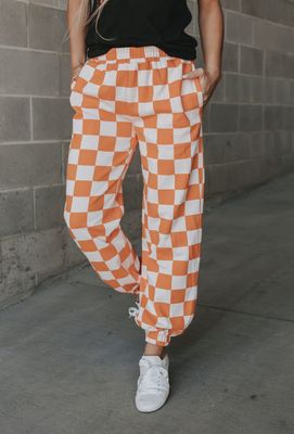 AMPERSAND CHECKERED JOGGERS- PUMPKIN SPICE