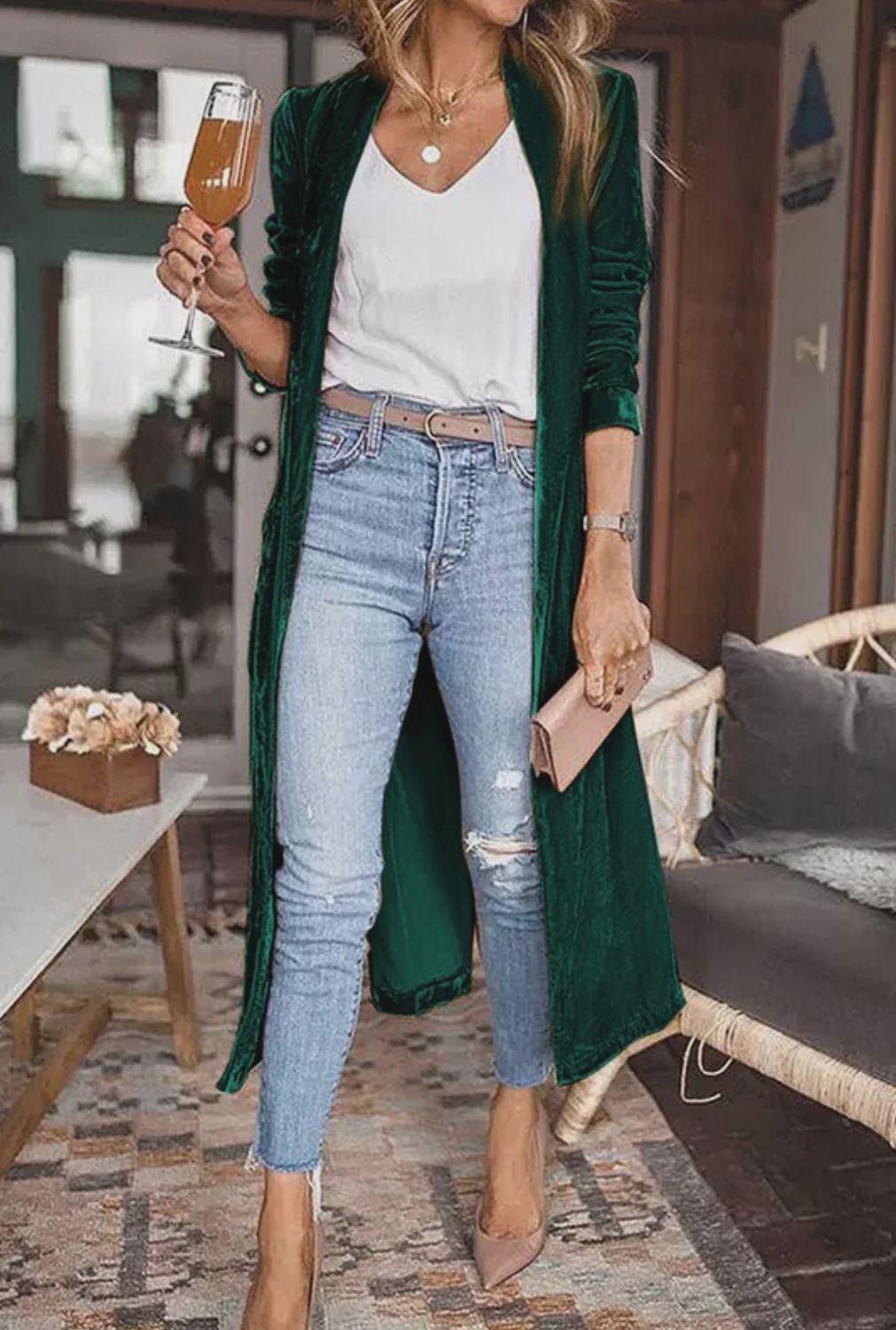 Emerald velvet duster