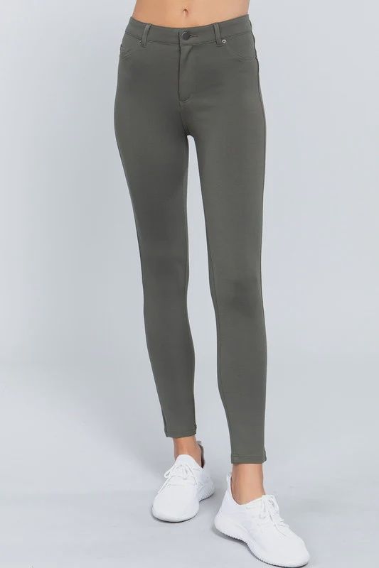 5-POCKETS SHAPE SKINNY PONTE MID-RISE PANTS