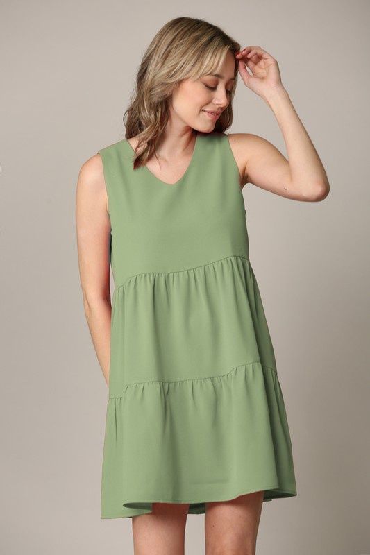 Sleeveless Summer Tunic Dress V Neck