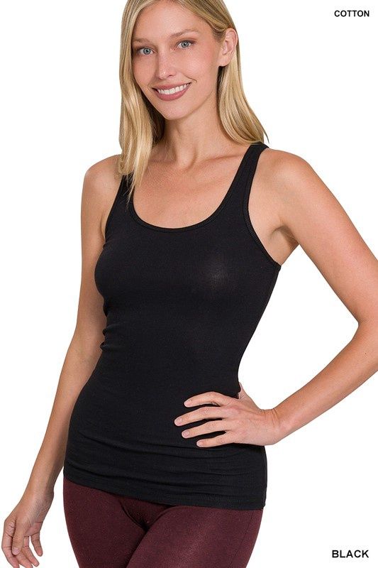 STRETCHY RIBBED KNIT RACERBACK TANK