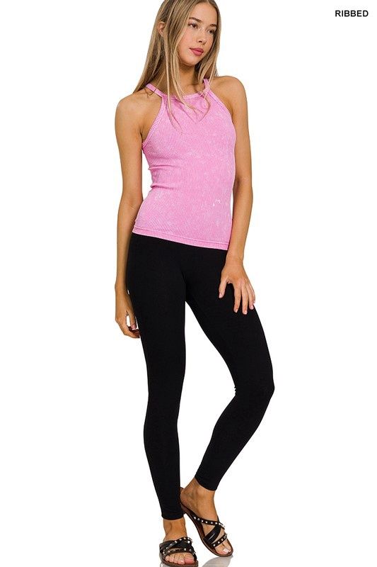 STONE WASHED RIBBED SEAMLESS CAMI TOP