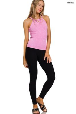 STONE WASHED RIBBED SEAMLESS CAMI TOP