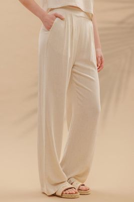 Linen HIGH WAIST WIDE LEG PLEATED PANTS *Curvey