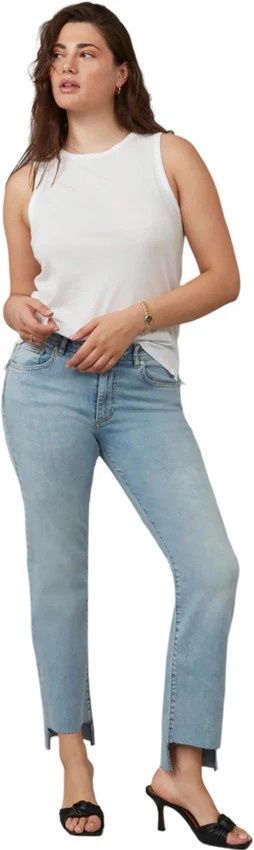 Lola - Light wash Jasper Mid Rise Straight Leg Jeans  raw hem