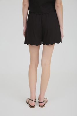 High waist scallop mini shorts