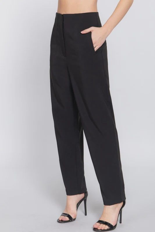 HIGH WAIST PINTUCK DETAIL LONG PANTS