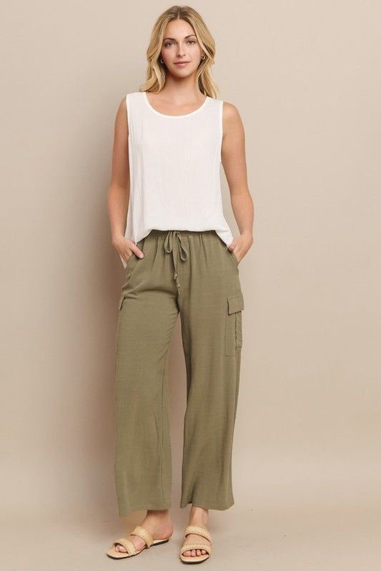 Celeste cargo linen pants